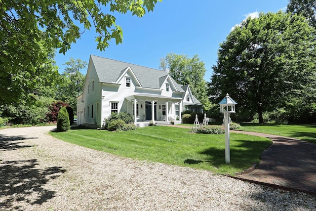 171 Cross Hwy, Redding, CT 06896 - view of front of home featuring a porch and a front lawn