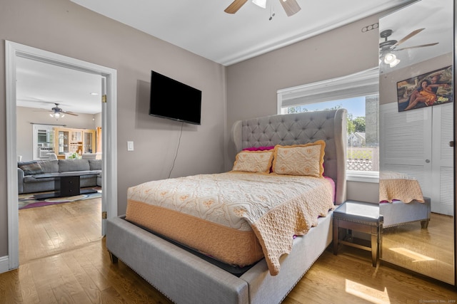 100 Boston Ter, Bridgeport, CT 06610 - bedroom with wood finished floors and a ceiling fan