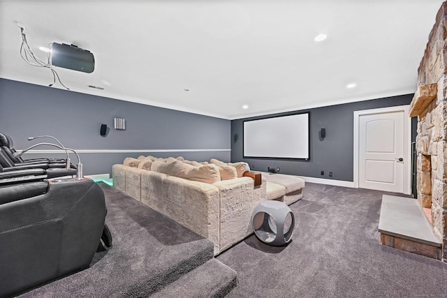 6 Coachlamp Ln, Greenwich, CT 06830 - cinema room featuring carpet flooring, crown molding, and baseboards