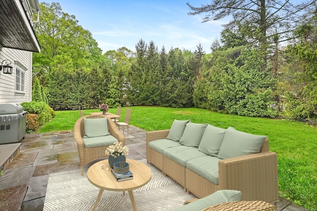 6 Coachlamp Ln, Greenwich, CT 06830 - view of patio / terrace with an outdoor hangout area and a grill