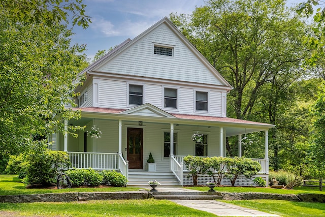 78 Garnet Rd, Roxbury, CT 06783 - country-style home with a porch and a front lawn