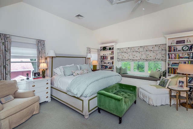 78 Garnet Rd, Roxbury, CT 06783 - carpeted bedroom with vaulted ceiling and ceiling fan