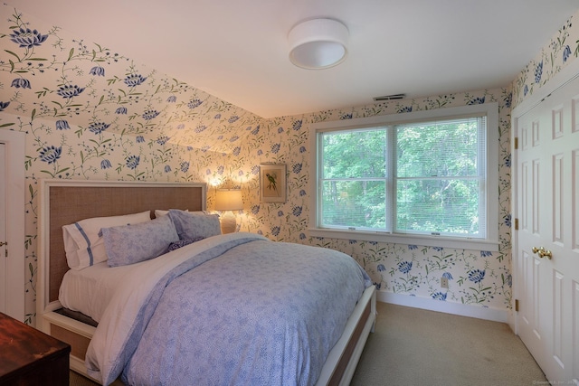 78 Garnet Rd, Roxbury, CT 06783 - bedroom featuring wallpapered walls, baseboards, and carpet floors
