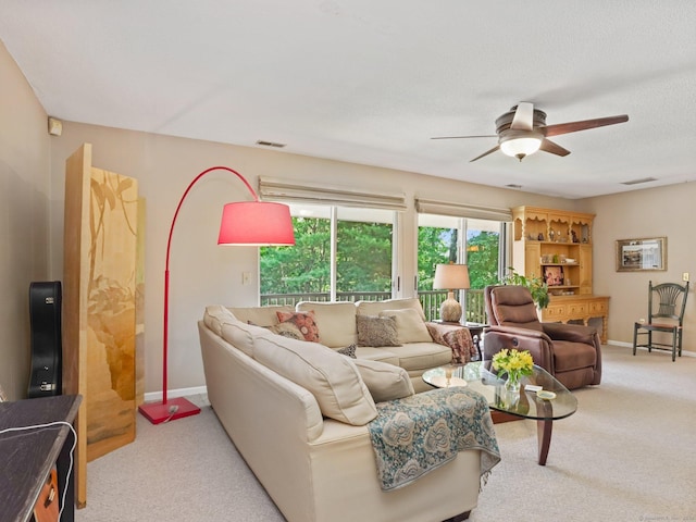 100 Wolfpit Ave Apt 19, Norwalk, CT 06851 - living area with carpet flooring, a ceiling fan, and baseboards