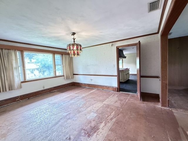 909 Randolph Rd, Middletown, CT 06457 - unfurnished room featuring crown molding, a chandelier, and baseboards