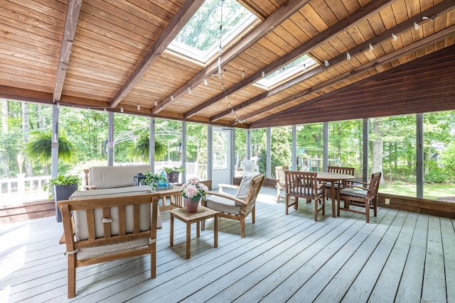 825 Copper Hill Rd, Suffield, CT 06093 - sunroom / solarium with outdoor dining area, a skylight, and healthy amount of natural light