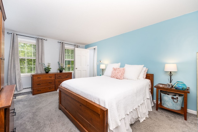 825 Copper Hill Rd, Suffield, CT 06093 - bedroom with light carpet and a baseboard radiator