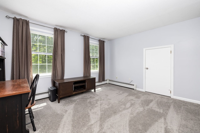 825 Copper Hill Rd, Suffield, CT 06093 - unfurnished office with a baseboard radiator, carpet floors, and baseboards