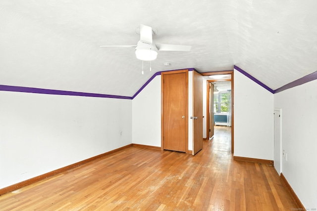 3 Birchwood Ter, Enfield, CT 06082 - bonus room with vaulted ceiling, light wood-style flooring, a ceiling fan, and baseboards