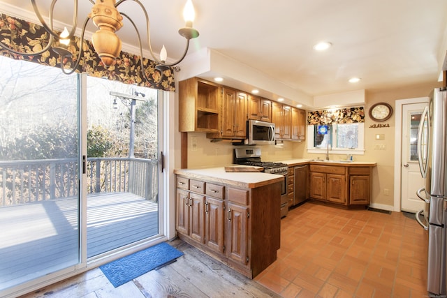 884 Black Rock Tpke, Easton, CT 06612 - kitchen featuring stainless steel appliances, a sink, light countertops, baseboards, and recessed lighting