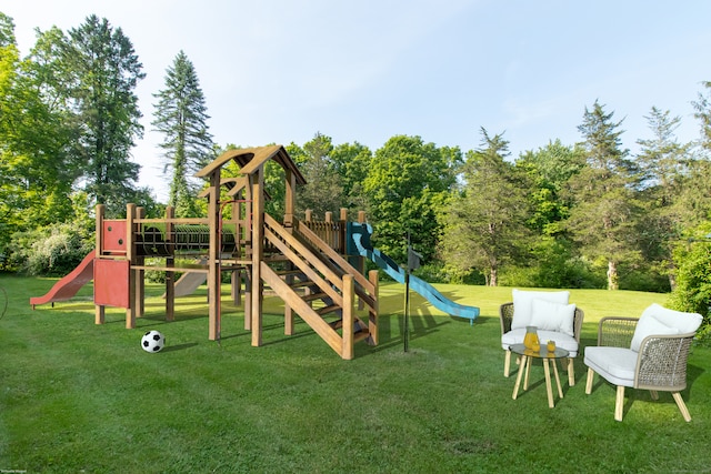 884 Black Rock Tpke, Easton, CT 06612 - view of play area featuring a yard and view of scattered trees