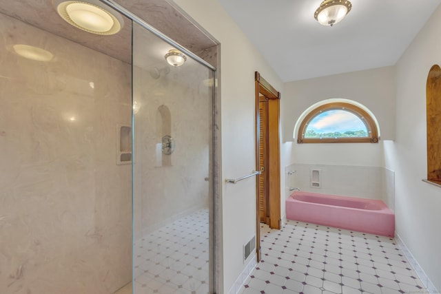 192 Palmer Rd, Chaplin, CT 06235 - full bath with a bath, a shower stall, and tile patterned floors