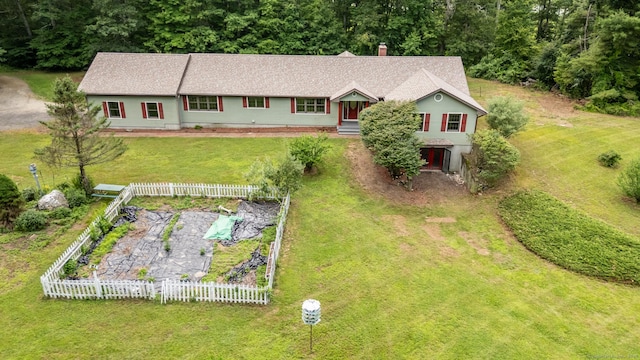 192 Palmer Rd, Chaplin, CT 06235 - view of front of property with a fenced backyard, roof with shingles, and a chimney