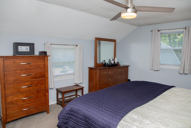 158 Jones Dr, New Britain, CT 06053 - bedroom with light colored carpet, lofted ceiling, and ceiling fan