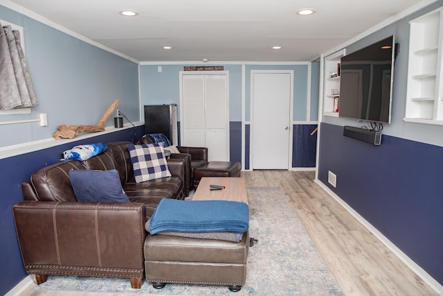158 Jones Dr, New Britain, CT 06053 - living area with wood finished floors, crown molding, and recessed lighting