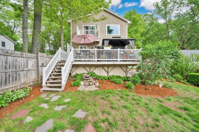 61 Pine Rd, Suffield, CT 06093 - back of house featuring a wooden deck and stairway