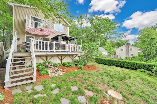 61 Pine Rd, Suffield, CT 06093 - view of yard with a wooden deck and stairs