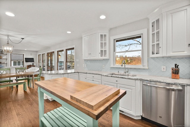 35 Knollcrest Rd, New Fairfield, CT 06812 - kitchen featuring dishwasher, a sink, tasteful backsplash, white cabinets, and recessed lighting