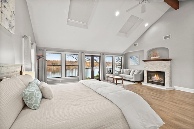 35 Knollcrest Rd, New Fairfield, CT 06812 - bedroom with high vaulted ceiling, baseboards, wood finished floors, multiple windows, and recessed lighting