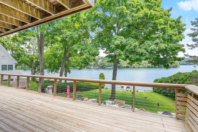 35 Knollcrest Rd, New Fairfield, CT 06812 - wooden deck featuring a water view and a yard