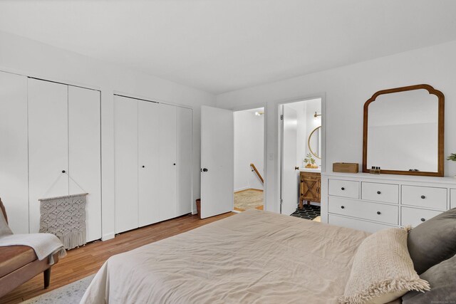124 High Path Rd Unit 124, Windsor, CT 06095 - bedroom featuring multiple closets, wood finished floors, and ensuite bathroom