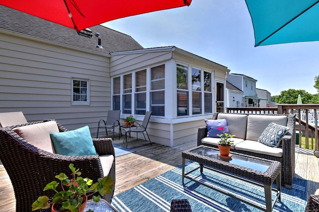 84 Kenwood Ave, Stratford, CT 06614 - wooden deck featuring outdoor lounge area