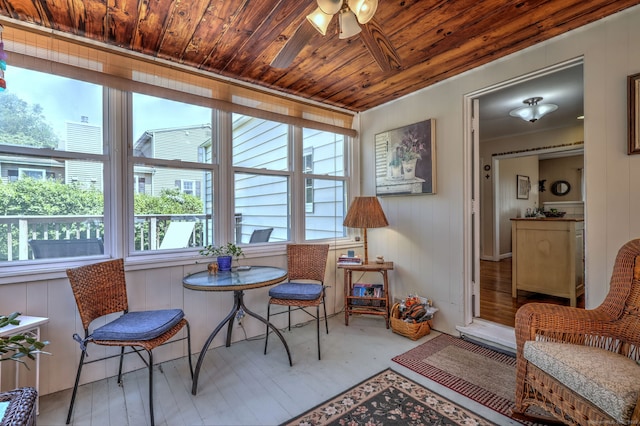 84 Kenwood Ave, Stratford, CT 06614 - sitting room featuring a ceiling fan, wood ceiling, and wood finished floors