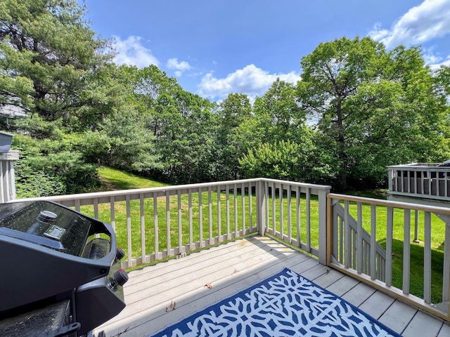 925 Oronoke Rd Unit 36G, Waterbury, CT 06708 - wooden deck with grilling area and a yard