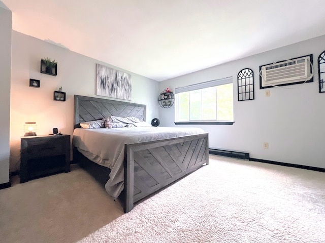 925 Oronoke Rd Unit 36G, Waterbury, CT 06708 - bedroom with a wall mounted AC, light colored carpet, and baseboards