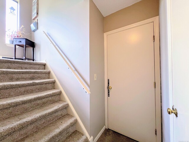 925 Oronoke Rd Unit 36G, Waterbury, CT 06708 - staircase featuring carpet floors and baseboards