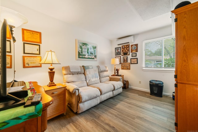543 Heritage Vlg Unit A, Southbury, CT 06488 - living area featuring wood finished floors and a wall mounted air conditioner