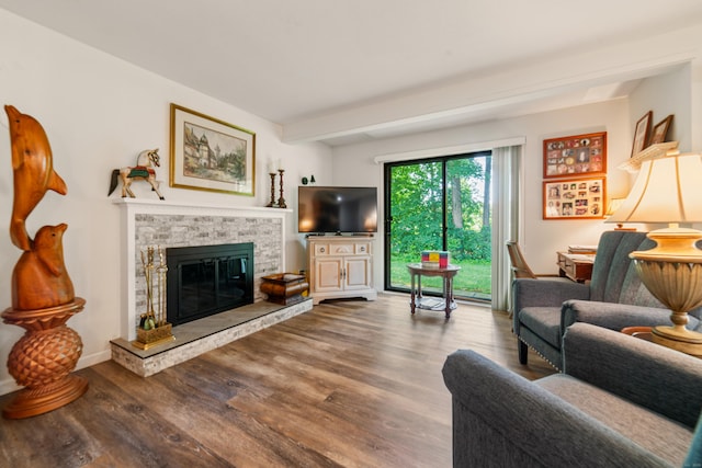 543 Heritage Vlg Unit A, Southbury, CT 06488 - living area with wood finished floors and a fireplace