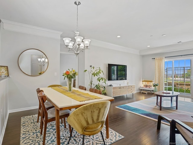 302 Center Meadow Ln Unit 302, Danbury, CT 06810 - dining area featuring a chandelier, wood finished floors, ornamental molding, and recessed lighting