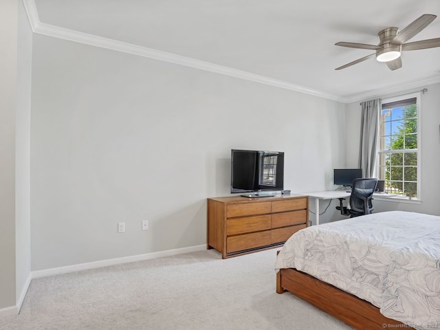 302 Center Meadow Ln Unit 302, Danbury, CT 06810 - bedroom featuring ornamental molding, light carpet, ceiling fan, and an office area