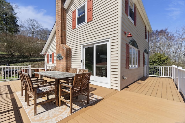 73 Lake Shore Dr, East Haddam, CT 06415 - wooden terrace with outdoor dining space