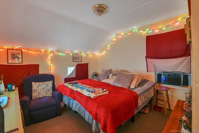 124 Main St, Sprague, CT 06330 - carpeted bedroom with vaulted ceiling and cooling unit