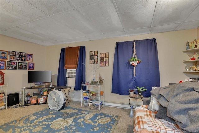 124 Main St, Sprague, CT 06330 - living room with carpet floors and a drop ceiling