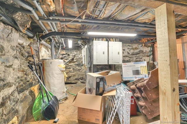 124 Main St, Sprague, CT 06330 - unfinished below grade area featuring water heater and electric panel