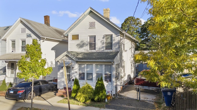 75 3rd St, New Haven, CT 06519 - view of front of property with a gate and a chimney