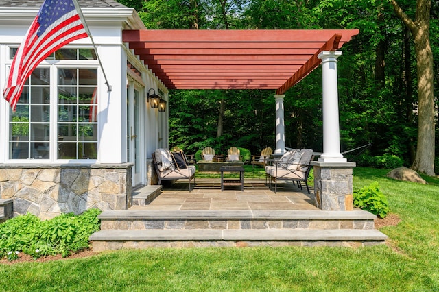 20 Copper Beech Ln, Ridgefield, CT 06877 - view of patio featuring a pergola