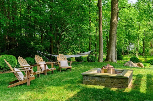 20 Copper Beech Ln, Ridgefield, CT 06877 - view of grassy yard featuring an outdoor fire pit