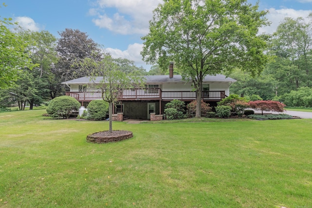 190 Allerton Farms Rd, Middlebury, CT 06762 - rear view of property with a yard, a deck, and a chimney