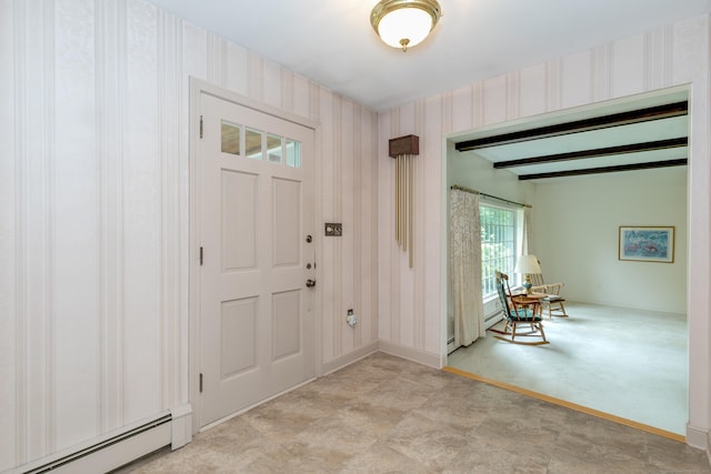 190 Allerton Farms Rd, Middlebury, CT 06762 - entryway featuring a baseboard radiator, wallpapered walls, and baseboards