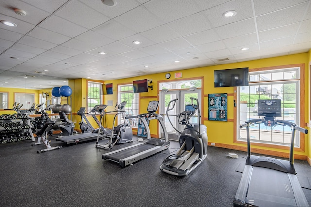 2006 Hancock Dr Unit 2006, Danbury, CT 06811 - gym featuring a drop ceiling and healthy amount of natural light