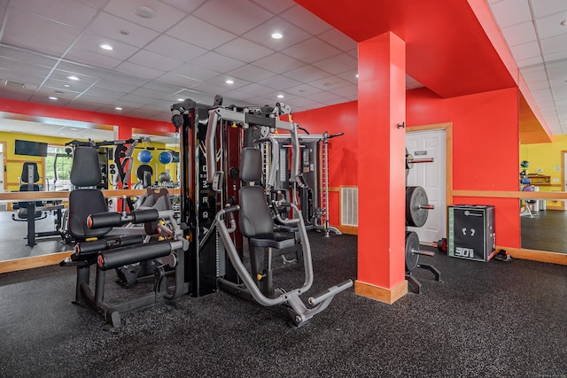 2006 Hancock Dr Unit 2006, Danbury, CT 06811 - workout area featuring a drop ceiling and recessed lighting