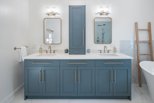 75 Bald Hill Rd, Wilton, CT 06897 - full bath with a soaking tub, double vanity, and marble look tile flooring