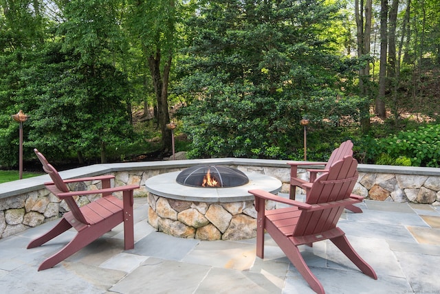 75 Bald Hill Rd, Wilton, CT 06897 - view of patio / terrace with a fire pit