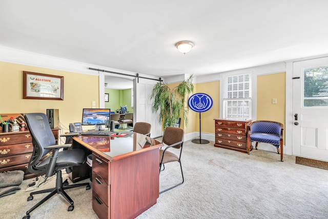 120 Huntington St, Shelton, CT 06484 - office with carpet flooring and a barn door
