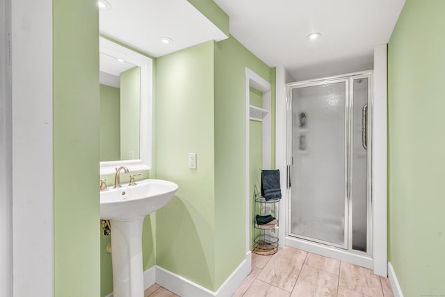 120 Huntington St, Shelton, CT 06484 - full bath featuring a shower stall, baseboards, and a sink
