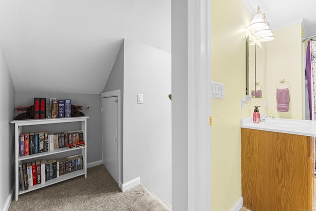 188 W Main St, East Lyme, CT 06357 - interior space with vanity and lofted ceiling